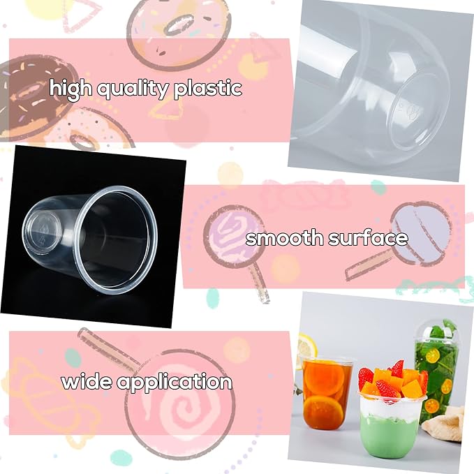 Jnnzzggu 50 Pack 12oz Clear Plastic Cups with Dome Lids and Sporks No Hole Disposable Fruit Cups for Dessert, Cupcake, Parfait, Pudding, Iced Cold Drinks, Snacks, Fruits, Bakeries, Ice Cream
