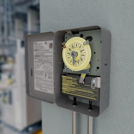 Intermatic T101 24-Hour Mechanical Timer Switch - 120V SPST, Indoor Metal Enclosure, Heavy Duty, Manual Override, 40 Amp - Ideal for Lights, Pumps, Fans, and HVAC Systems