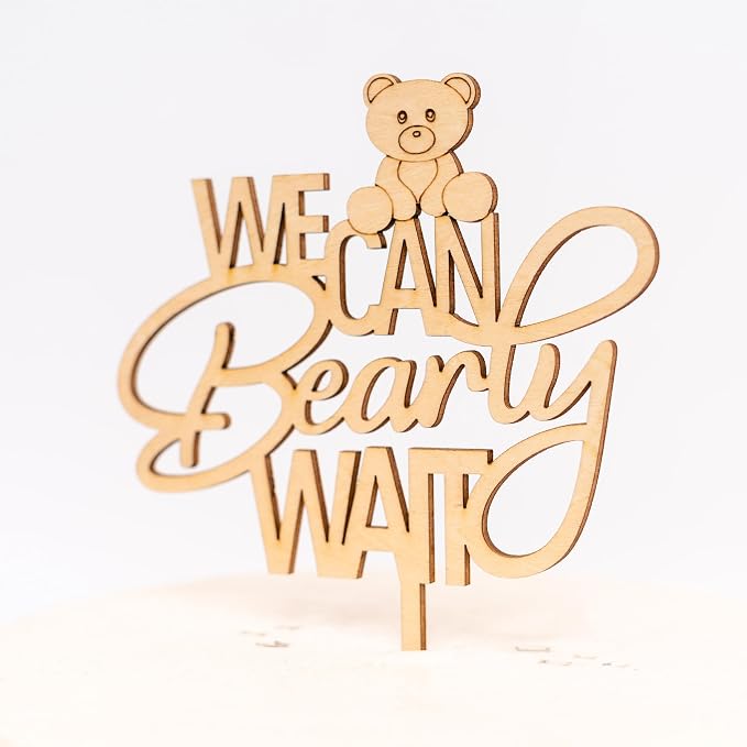 ZAIBIANHAO We Can Bearly Wait Cake Topper | Bear Theme Cake Decorations, Beary Baby Shower Party Supplies, Gender Reveal Cake Smash Photo Props