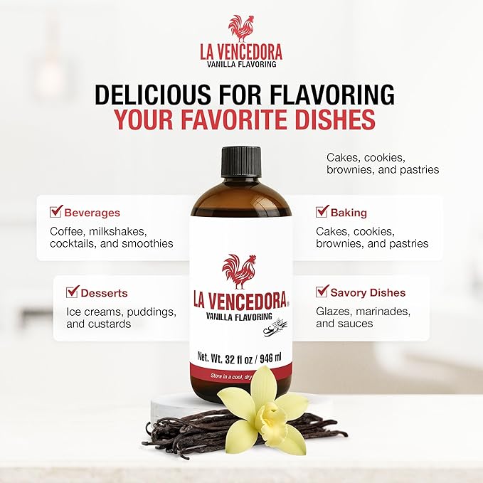 La Vencedora Mexican Vanilla – Large 32oz Bottles (Pack of 2) – Traditional Vanilla Flavoring for Baking, Cooking & Desserts – Made in Mexico