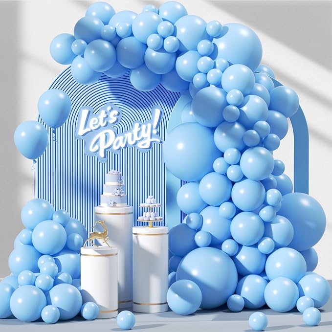 120pcs Light Blue Balloon Arch Kit, 18 12 10 5 inch Pastel Baby Blue Latex Balloons Different Sizes Balloon Garland for Graduation Baby Shower Gender Reveal Birthday Party Decorations