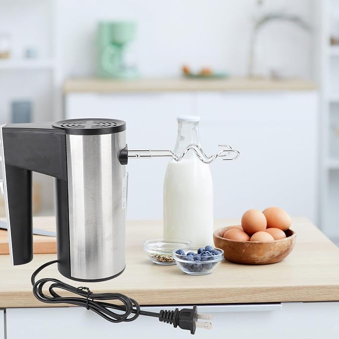 Haofy 500W Hand Mixer with Turbine Boost, 5 Speed Electric Food Beater for Whipping Mixing Baking Cake Dough, Stainless Steel Kitchen, US Plug 110V