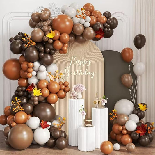 Brown and Orange Balloon Garland Arch Kit, 167Pcs Burnt Orange Dark Chocolate Brown Dusty Gray Balloons for Boho Birthday Bridal Baby Shower Thanksgiving Wedding Party Decoration
