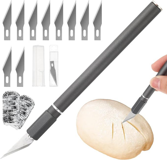 Upgraded Bread Lame Professional sourdough Scoring Tool with 10 Blades 2 Finger Sleeves Sourdough Scoring Tool Kit Dough Scorer Knife Non-Slip Ergonomic Grip Artisan Bread Making