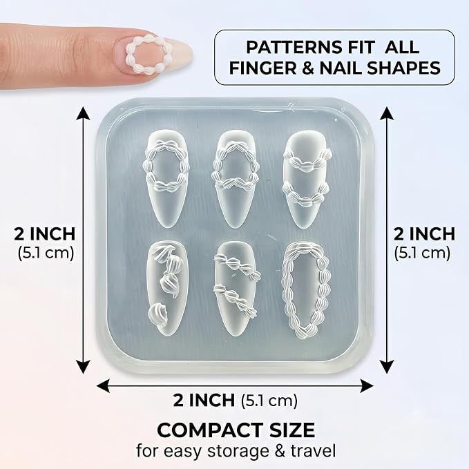 3D Nail Art Silicone Mold, Kawaii Whipped Cream Piping Icing Decoden Mold for Nails, 6 Cavities Cake Frosting Ribbon Resin Acrylic Casting Molds for Women Girls DIY Coquette Manicure Tools