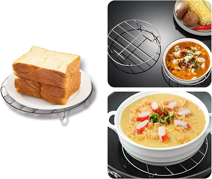 3Pcs 18cm / 7.09" Stainless Steel Round Steamer Racks, 7" Cooling Racks, Steaming Baking Rack for Pressure Cooker, Air Fryer, Canning