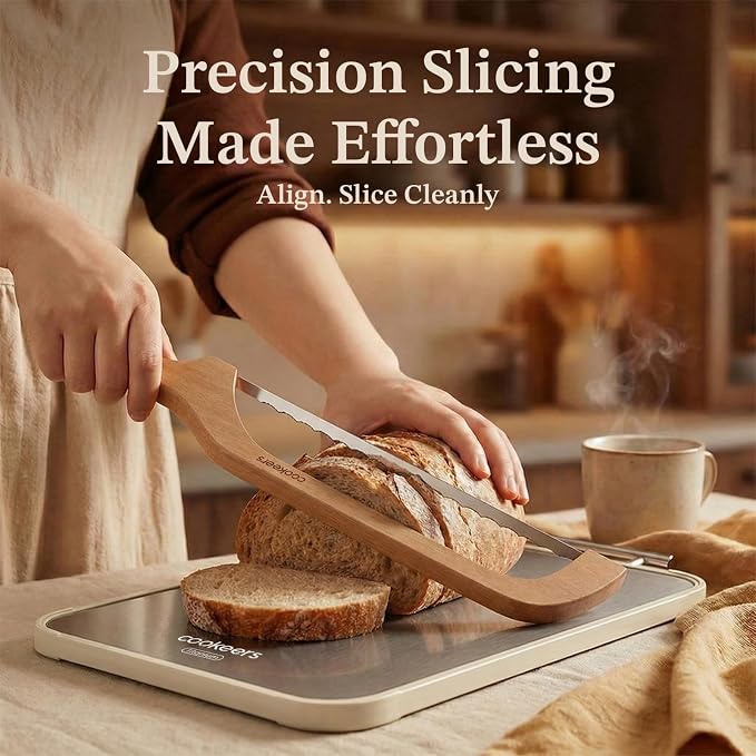Sourdough Bow Bread Knife –Large Bread Slicer for Homemade Bread with Serrated Stainless Steel Blade, Even Slice Cutter for Baguettes, Bagels, Thoughtful bread lame,Gift for Bread Lovers
