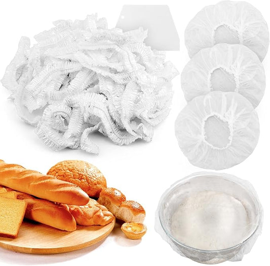 100PCS Bowls Covers and 1pc Dough Scraper for Bread Proofing Fruit Vegetable Meat Bowl(Transparent)