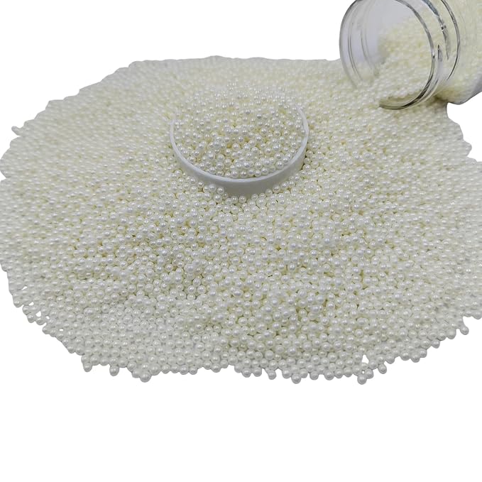 EPHVODI White Nonpareils Sprinkles Edible Mini Pearl Sprinkles for Cake Decorations, Baking, Ice Cream, Cookies, Donuts and Lollipops - 2mm White Sugar Pearls for Cake Decorating 3.88oz