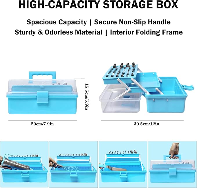 Gawren-H&E 208 PCS Cake Decorating Kit,Baking Supplies with Dessert Decorating Syringe Set,Storage Case,Icing Piping Bags and Tips Set For Cookies, Cupcake & Cake Decorating Supplies for Beginners