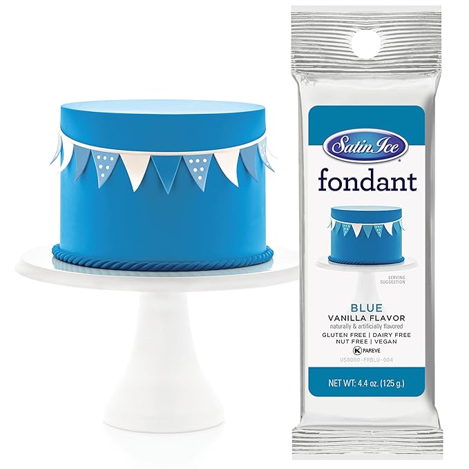 Satin Ice Fondant for Cake Decorating, Blue (4.4 Ounce)