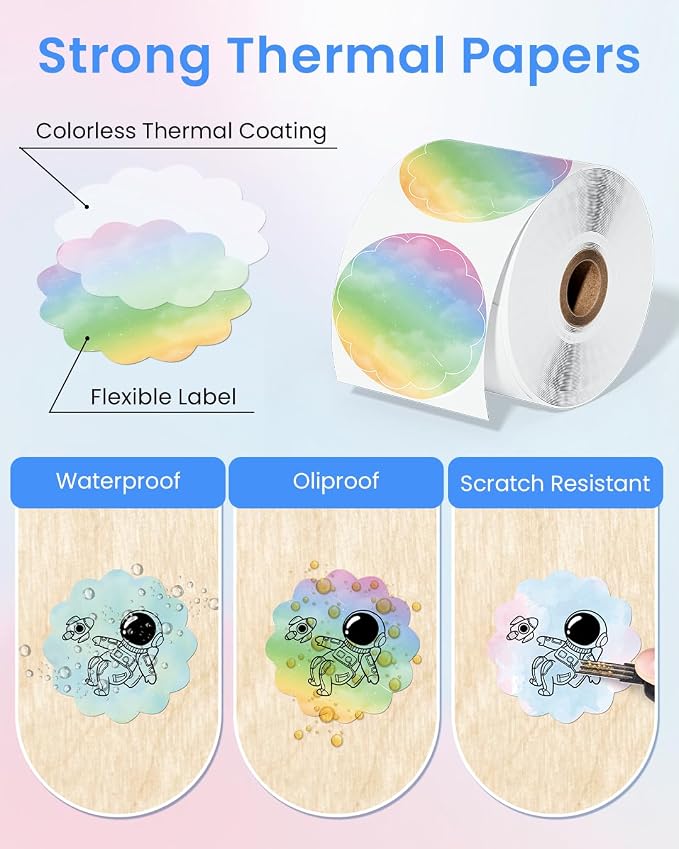 Phomemo Thermal Labels - 3 Rolls Gradient Color M110 Labels for M110/M220/M221/M120/M200, 1.96"x1.96" (50x50mm), 140 Labels for Small Business/Home Use, Barcode, Address, Logo