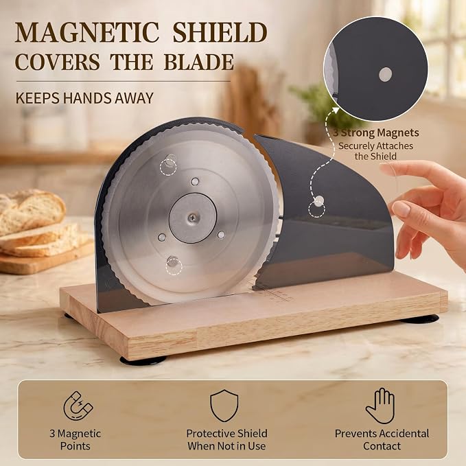 Sourdough Bread Slicer for Homemade Bread, Manual Hand Crank Bread Cutter with Adjustable Thickness for Even Slices (Black)