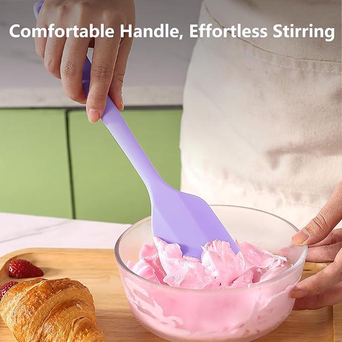 Purple Rubber Spatula for Kitchen Use, 10.8In Silicone Spatulas for Cooking Heat Resistant, Flexible Small kitchen Spatula for Kitchen Nonstick Cookware