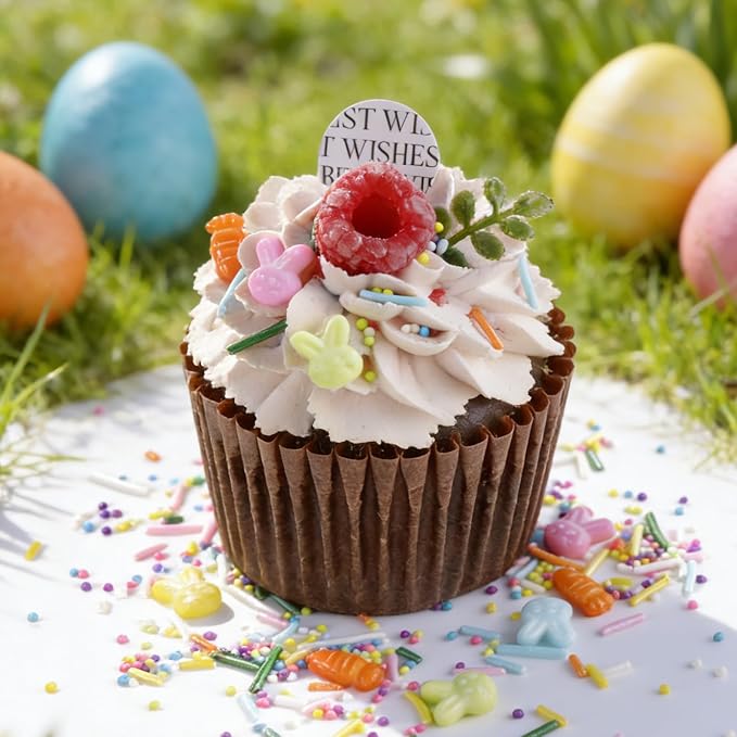 Easter Sprinkles for Cake Decorating, 4.6oz Edible Pastel Sprinkles with Bunny Carrot Jimmies Nonpareils, Spring Sprinkles for Baking Cupcake Cookies