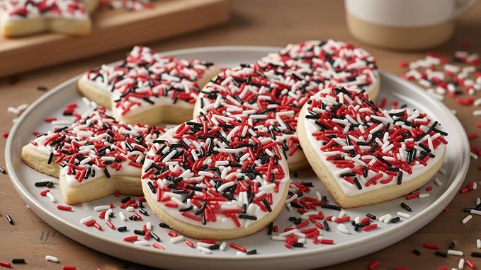 NCS Red, White & Black Jimmies Edible Sprinkles – Cupcake, Cake & Cookie Decorations, 7 oz