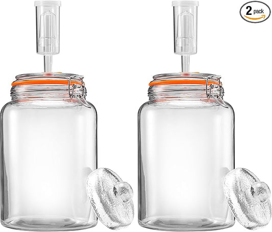 1 Gal Fermentation Kit, Jars, Weights & Airlocks, 2 Pack | Perfect for Sauerkraut, Kimchi, Kombucha and Pickles