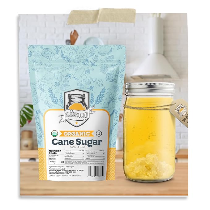 Fermentaholics Organic Cane Sugar | OU Kosher | Natural Sweetener for Cooking, Fermentation, Beverages, & More | Non GMO & Gluten Free | No Additives