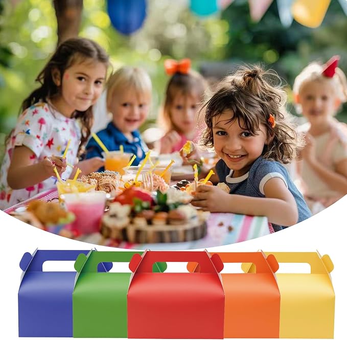 UnicoPak 30 Pack Navy Blue Gable Treat Boxes Party Favor Goodie Bag Boxes for Candy Treats Snacks Cookie Toys for Birthday Party Special Events, 6.5x3.5x3.5 Inches