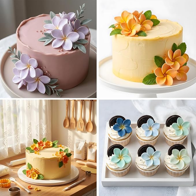 Gumpaste Flower Silicone Veining Mold Plumeria Fondant Mold For Cake Decorating Cupcake Topper Candy Chocolate Gum Paste Polymer Clay