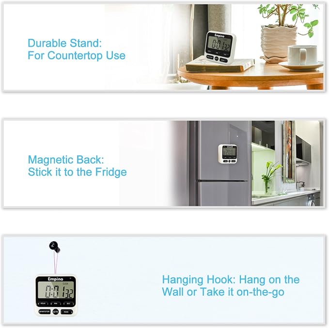 Digital Kitchen Timer 24-Hours Magnetic Countdown Cooking Timer Clock