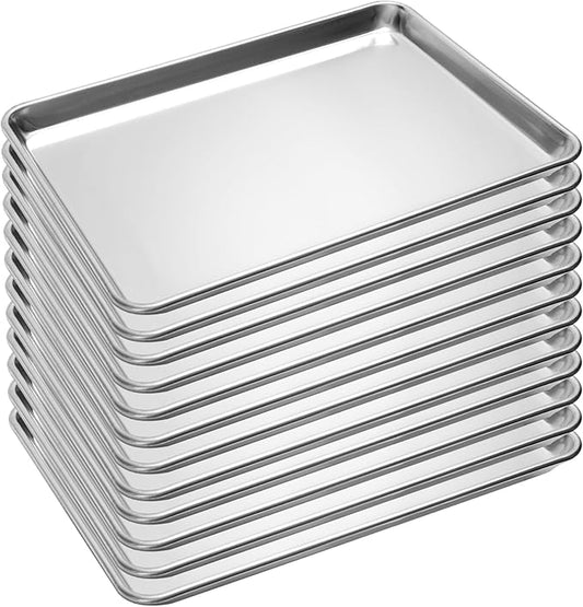 BIEAMA 12 Pack Half Size Baking Sheet Pan Aluminum Commercial Pan for Oven Freezer Bakery Hotel Restaurant 18" × 13"
