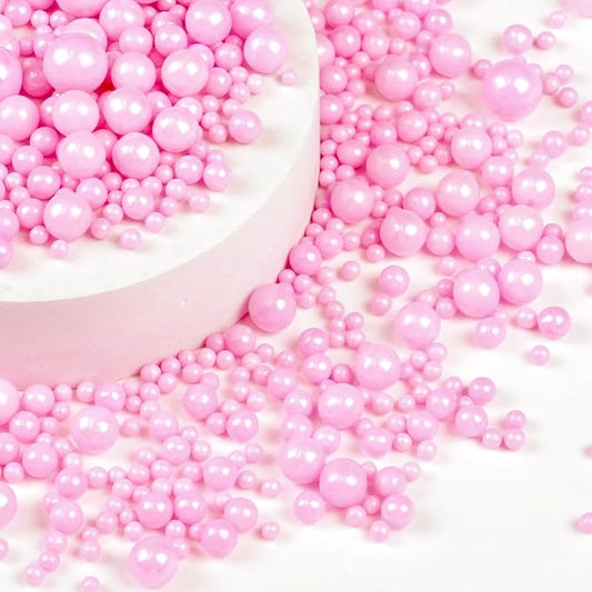 Pink Pearl Sugar Sprinkles for Cake Decorating, 150g/5.29oz Mix Size, Edible Pearl Sprinkles, Pearl Cake Decoration, Cupcakes&Cookies Toppers, Party, Wedding Birthday Baking Supplies