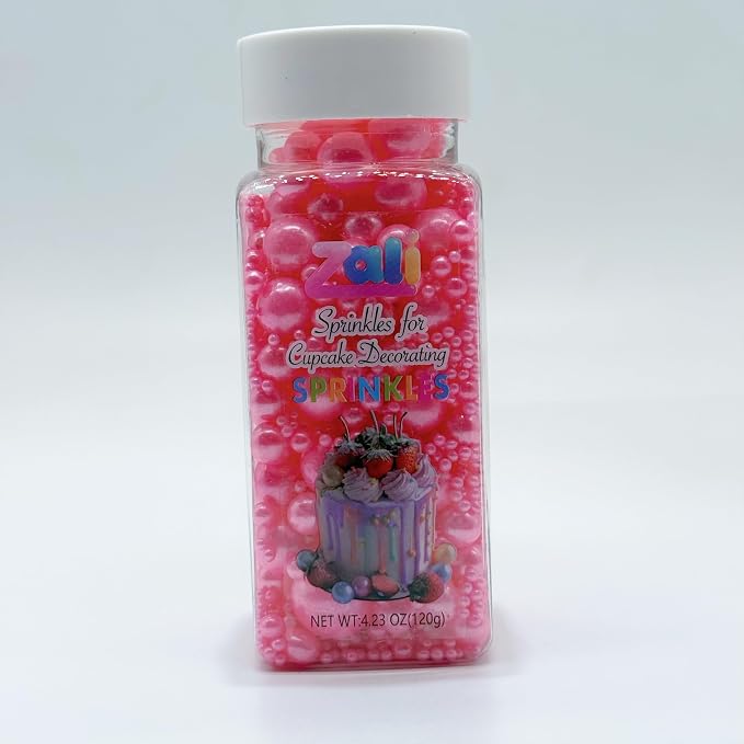 Zali Edible Pearl Sprinkles, Baby Pink, 26 Colors Mixed Size | For Cake Decorating, Sugar Pearls for Cakes, Cupcakes, Cookies, Donuts & Ice Cream, Gluten Free, Food Grade
