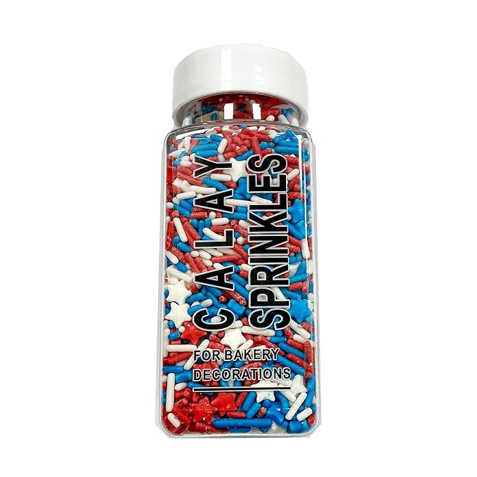 Patriotic Sprinkles Edible Red White and Blue Jimmies Star Mix Edible Sprinkles for Cake Decorating Baking Cake Cookie Cupcake 4th of July Memorial Independence Day Decorations