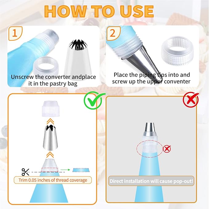 Large Piping Tips Set - 14pcs Reusable Stainless Steel Icing Nozzles Kit Cake Decorating Tools For Cupcake Cookie Pastrys Dough