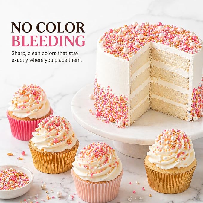 Confect Pretty in Pink Sprinkles Mix – Blush Pink, Silver & White Pearl Dragees, Sky Blue & Pink Jimmies, Sparkling Sugar – Cake Decorating Sprinkles for Cupcakes, Cookies & Party Treats | Vegan, Gluten-Free, Nut-Free, Soy-Free, Dairy-Free, Palm Oil-Fr...