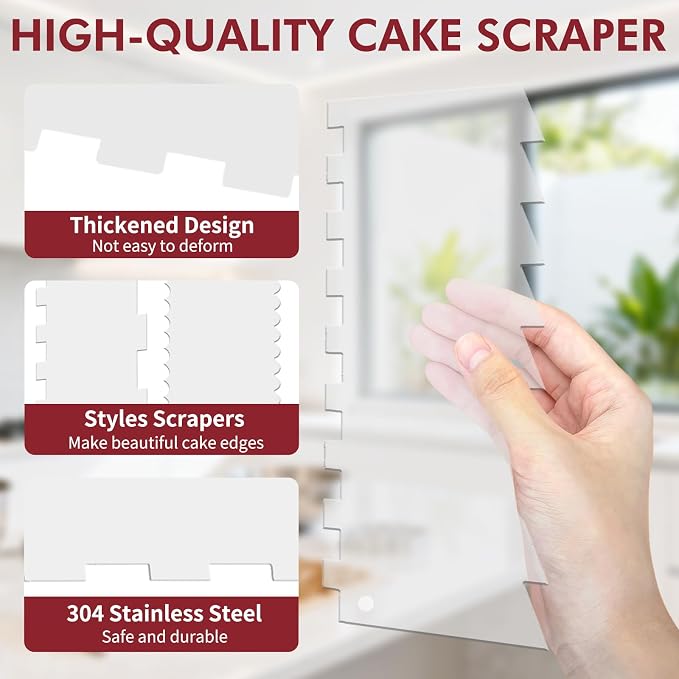 7 Pcs Clear Cake Scraper Set Acrylic Cake Scraper Smoother Cake Stripes Edge Contour Comb Clear Acrylic Cake Decorating Supplies for Mousse Butter Cream Frosting