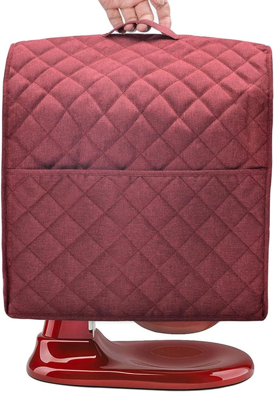 Stand Mixer Cover compatible with Kitchenaid Mixer, Fits All Tilt Head & Bowl Lift Models with 3 Organizer Bag for Accessories. (Dark Red, For Bowl Lift 5-8 Quart)