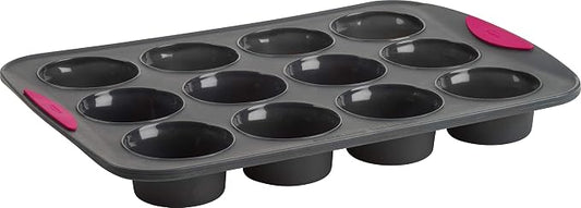 Trudeau Silicone Muffin Pan, 12 Cavities, Fuchsia (Model: 05115197KR)