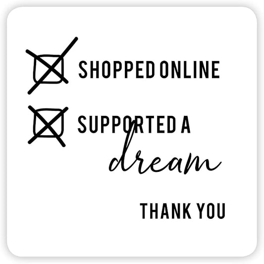 Andaz Press Square Small Business Sticker Labels, 120-Pack, Shopped Online, Supported A Dream, Thank You, Packaging Stickers, Product Labels for Small Business Thank You Stickers