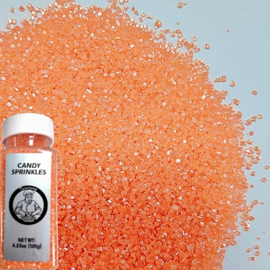 HeDeon&Rles Edible Orange Sanding Sugar Crystals for Baking 120g/4.23oz Sparkling Sugar Crystals Cake Cupcake Pancake Ice Cream Top Birthday Wedding Easter Halloween ChristmasCake Decoration
