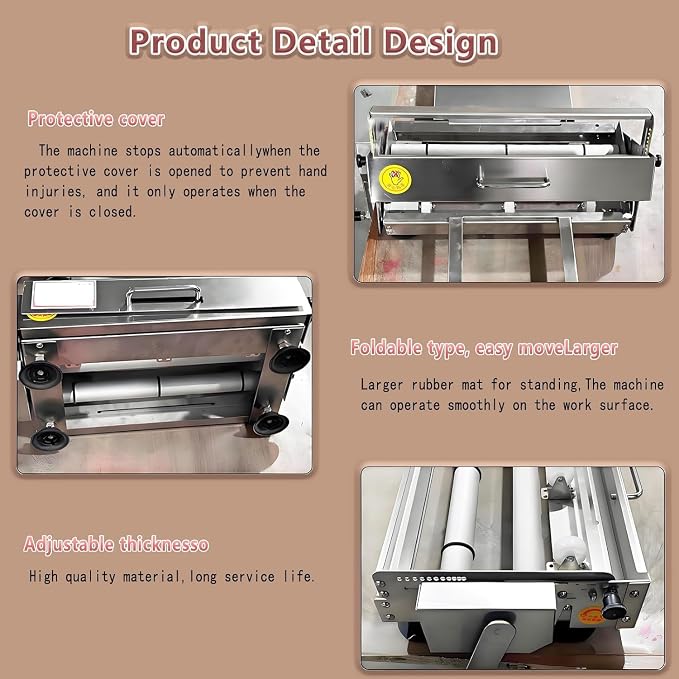 Dough Sheeter Manual, Adjustable Reversible Roller Machine for Bakery, 0-25mm Thickness for Croissants, Danish Pastries & Puff Pastry, Compact & Easy to Use