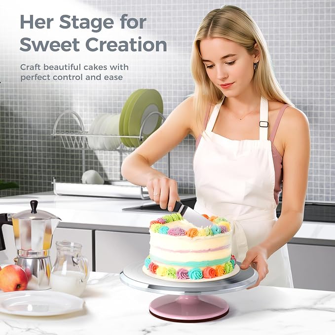Ohuhu Cake Stand, Aluminium 12''Cake Turntable Decorating Bakery Supplies - BPA-Free Frosting Spinner Rotating Revolving Lazy Susan Perfect Gifts