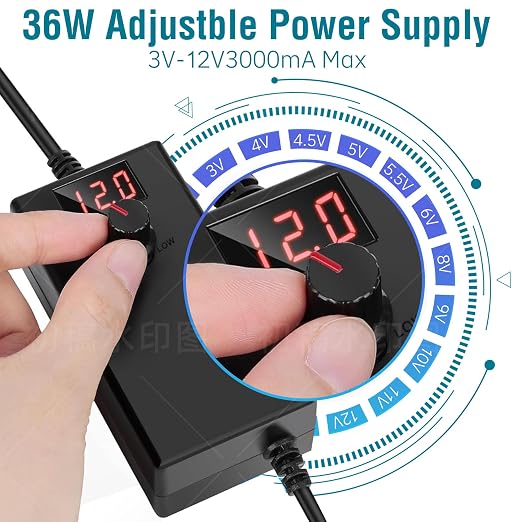 Dual Ball 120mm x 25mm AC Plug Cooling Fan with Smart LED Temperature & Speed Controller, High Airflow DC 12V Fans for AV Cabinet, Server Rack, Chassis, Workstation DIY
