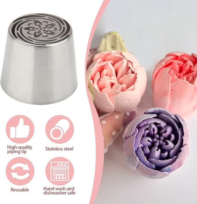 Extra Large Russian Piping Tips for Marshmallows Stainless Steel Flower Frosting Nozzles many styles Cake Decorating Baking tool for Buttercream, Cupcakes Cookies(SL81)