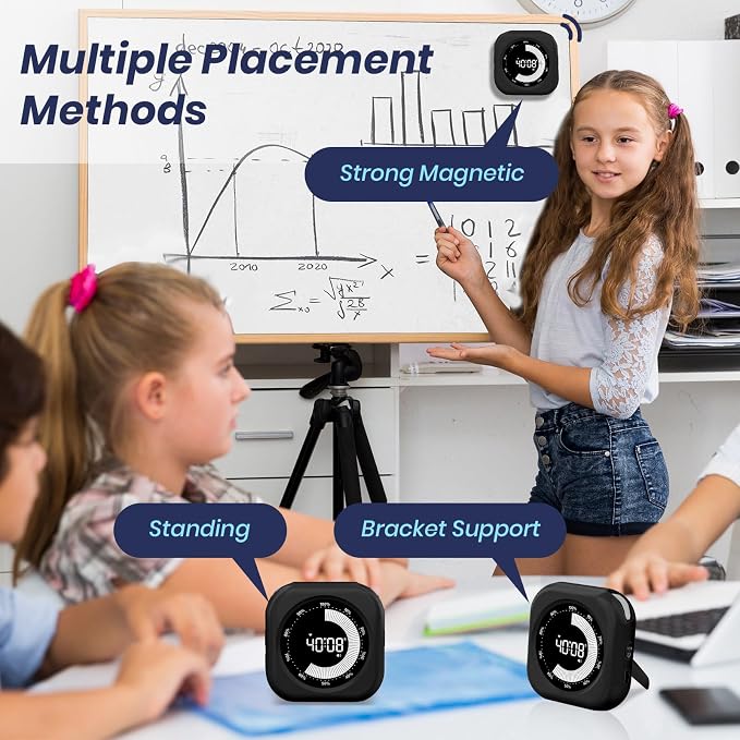 PERSUPER Visual Timer for Kids, 10 Hours Countdown/Up, with Rechargeable, 3 Volume Levels，3 Brightness Display, and Magnetic, Homeschool Study Tool, Large Digital Timers for Classroom, Kitchen