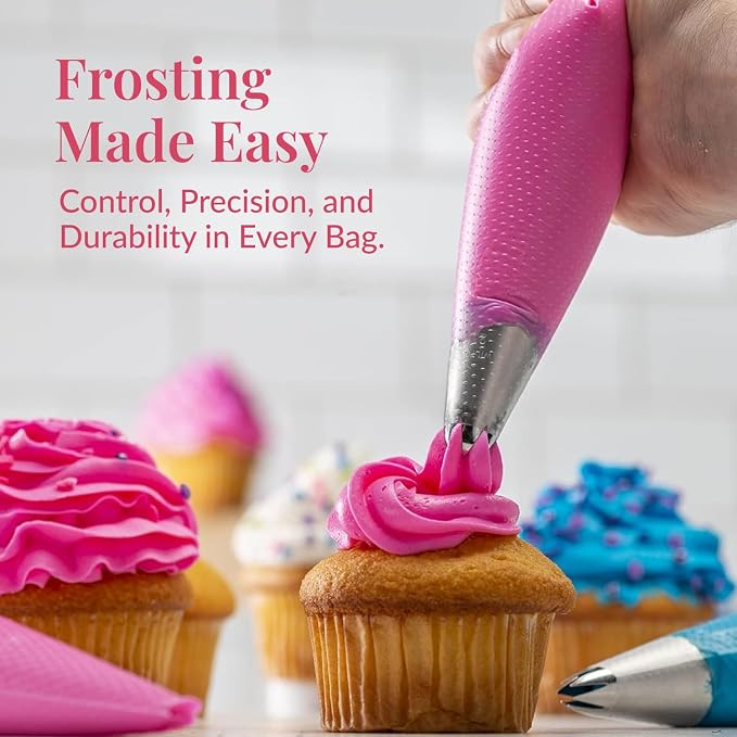 Set of 200 - Anti Burst Piping Bags 12 Inch - Prestee Tipless Icing Bags - Durable Frosting Piping Bag Tools - Pastry and Cookie Decorating Supplies