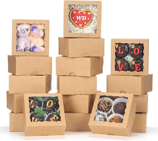 90 Pack Bakery Boxes 4x4x2 Inches Cookies Boxes Mini Bundt Cake Boxes Pie Boxes Cinnamon Roll Treat Boxes Chocolate Truffle Boxes Party Wedding Favor