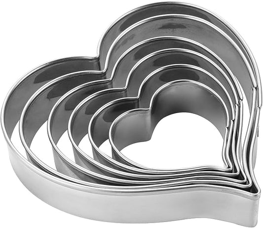 MrCookie Heart Cookie Cutters Set, 6pc Stainless Steel | 1.69" to 3.74", Sturdy