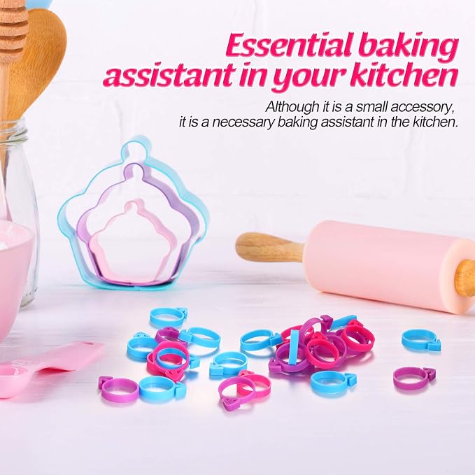 Patelai 120 Pieces Icing Bag Ties Silicone Decoration Piping Bag Ties for Cupcakes Cookies and Pastry(Rosy, Blue, Purple)
