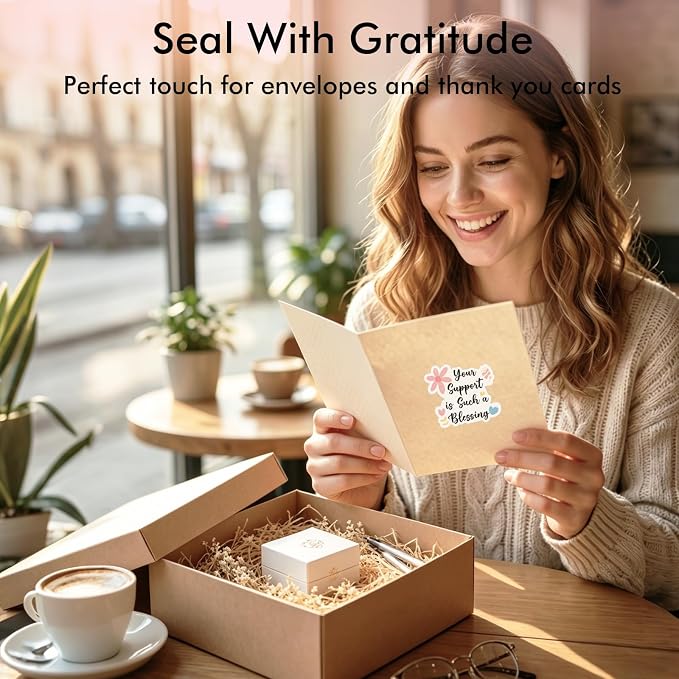 120 Pack Thank You Stickers for Small Business, Your Support is Such a Blessing Labels for Bakery Boxes, Mailers, Gift Bags & Handmade Packaging, 1.7 Inch