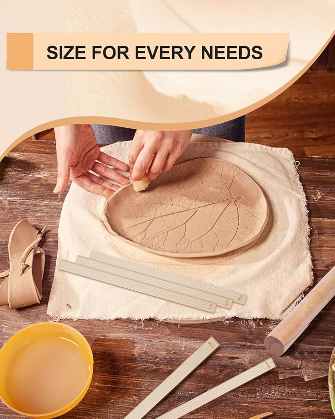 eZAKKA Pottery Teaching Rolling Mud Stick Guide, Wooden Clay Pottery for Clay Tools, 15.3inch Pottery Tools with Clay Slab Roller & Clay Guides Sticks, 10+1Pcs
