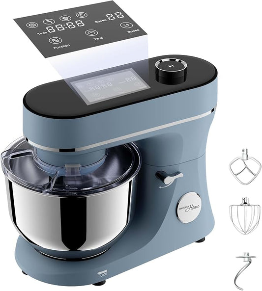Magnavox Home, 6.3 qt Digital Touchscreen Stand Mixer, 11 Speeds, Blue