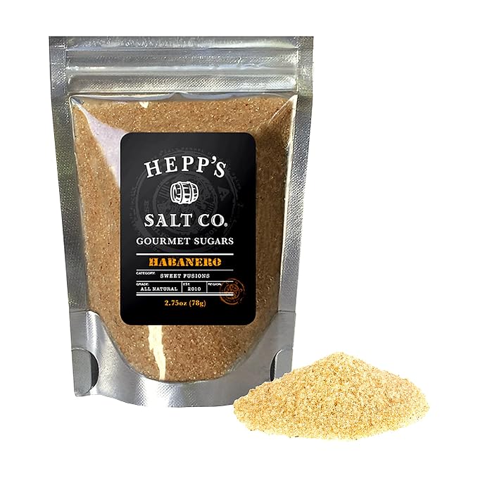 HEPP’S Salt Co. Habanero Sugar | Artisan Sweet & Spicy Sugar with Organic Cane Sugar | Small-Batch Spicy Flavored Sugar for Cocktail Rims, Grilling & Dessert Finishing