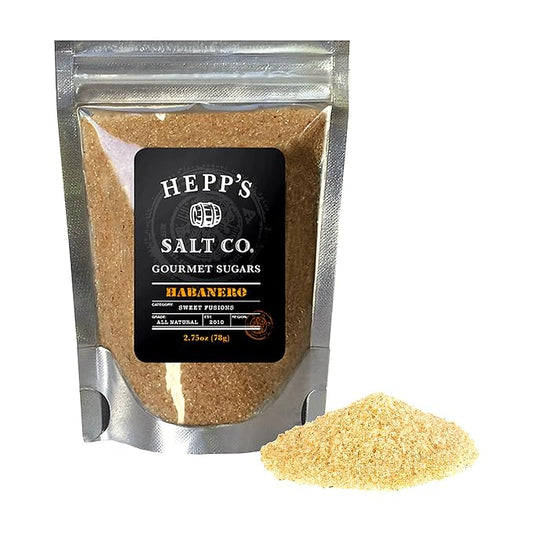 HEPP’S Salt Co. Habanero Sugar | Artisan Sweet & Spicy Sugar with Organic Cane Sugar | Small-Batch Spicy Flavored Sugar for Cocktail Rims, Grilling & Dessert Finishing
